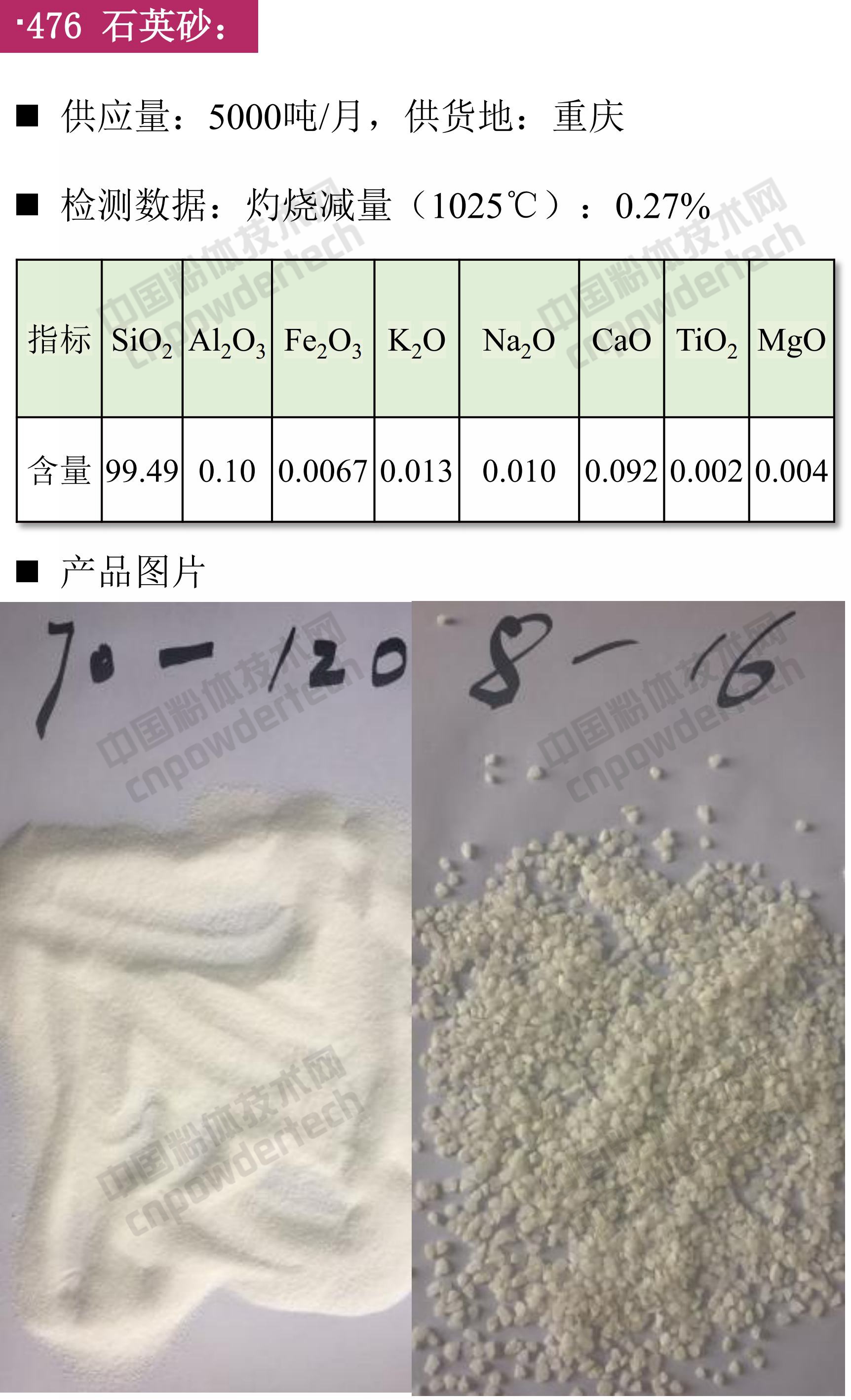 石英、高純石英砂、硅微粉