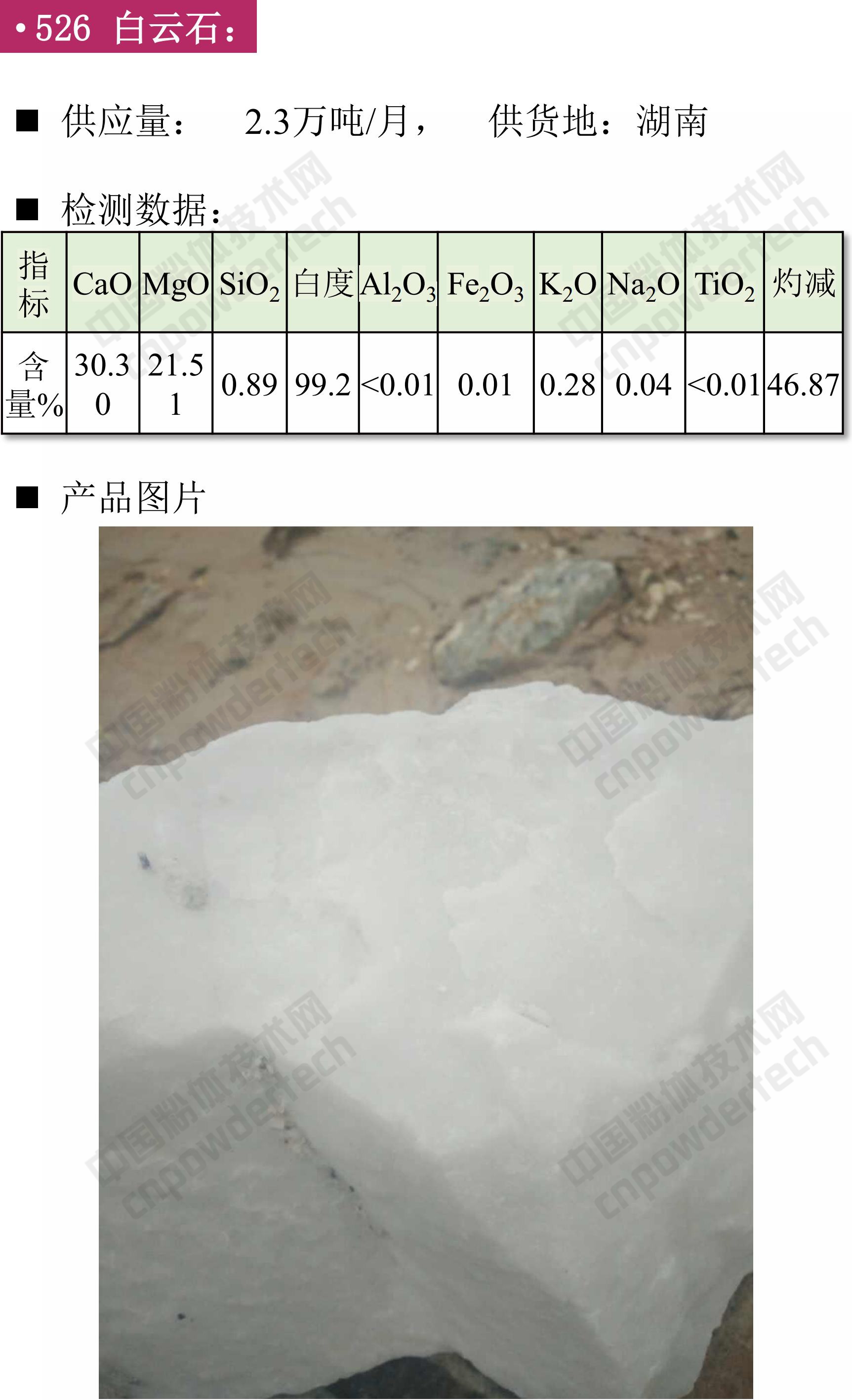 【找現貨】第44期最新滑石、白云石、螢石供應匯！