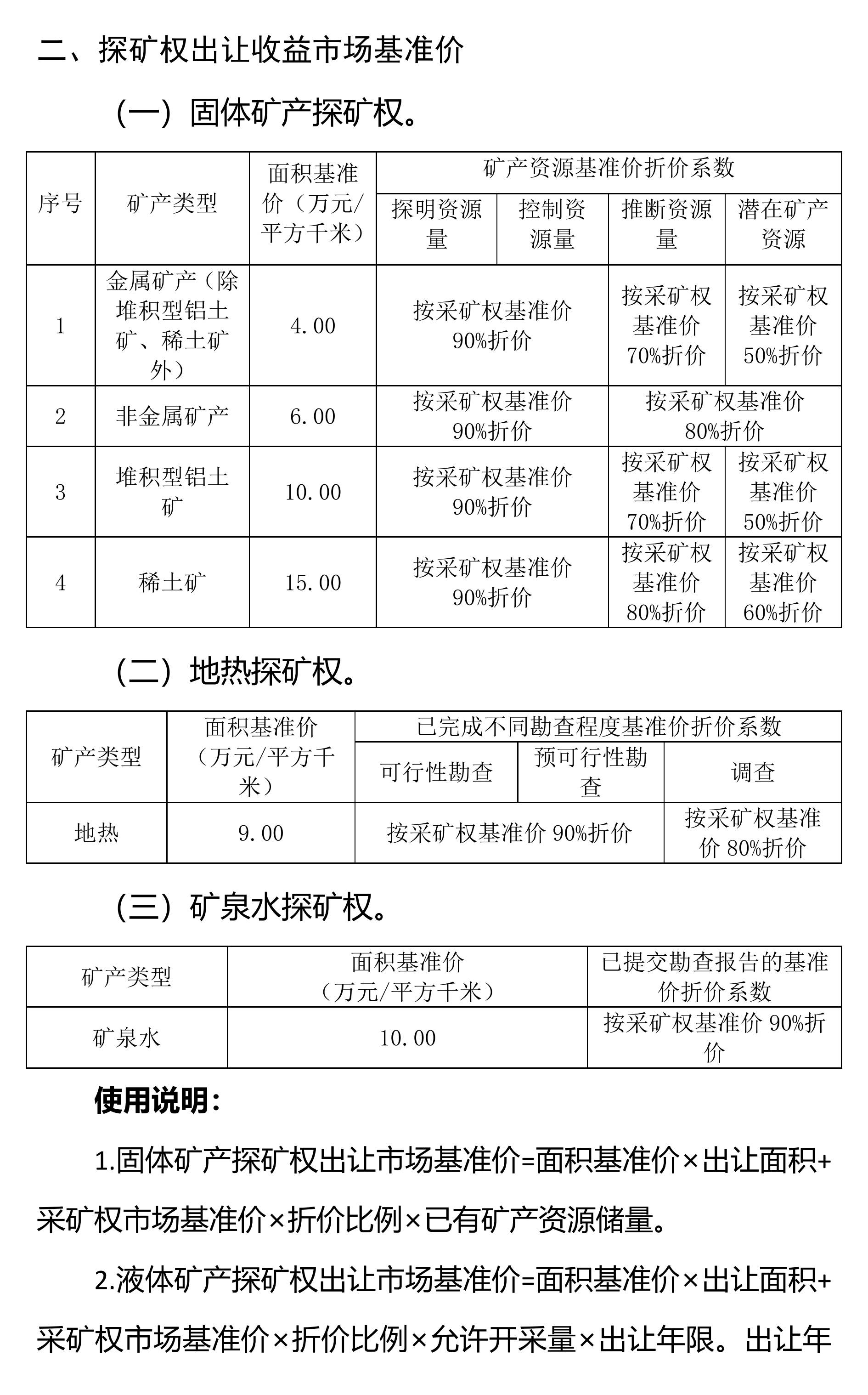 廣西方解石、石英、滑石等礦業權市場基準價征求意見